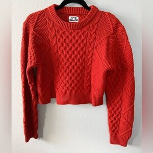 Future Collective Women's Cropped Burnt Orange Cable Knit Sweater